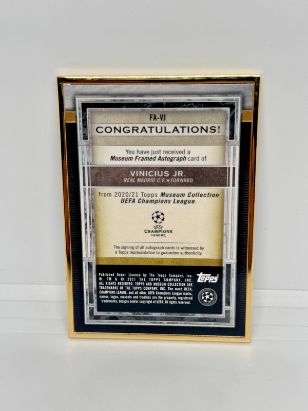 VINICIUS JR 2020-21 Topps Museum UEFA Gold Frame Auto /25 Real Madrid #FA-VJ view 2