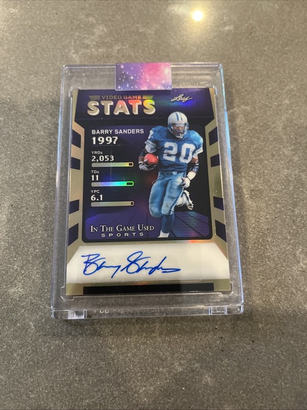 Barry Sanders 2025 Leaf In The Game Used Video Game Stats Auto /6 VG-BS1