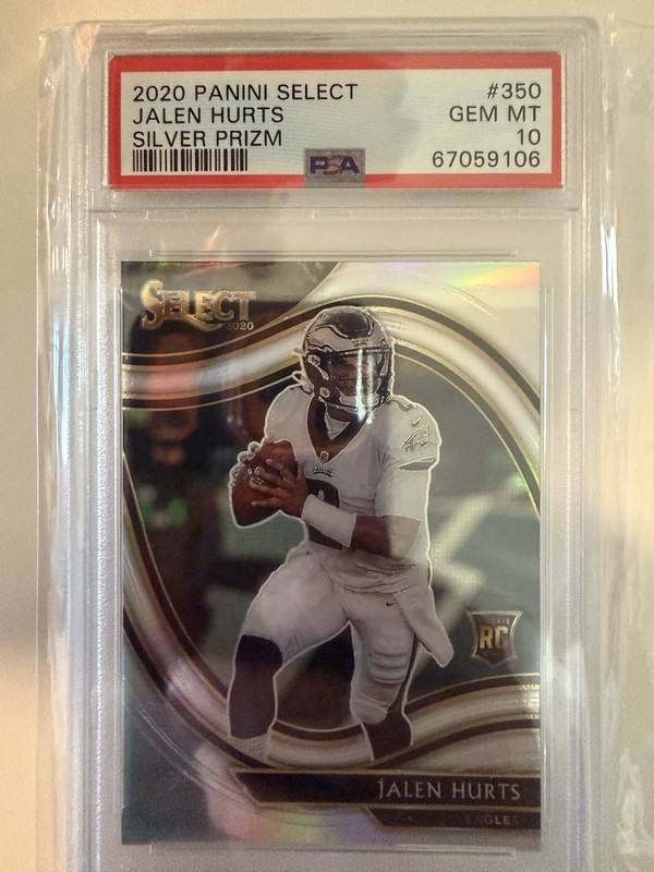Panini 2020 Select Field Level Jalen Hurts Silver Prizm RC PSA 10 #350