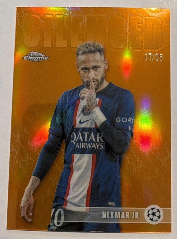 2025-26 Topps Chrome UEFA Silenced #SHH-1 R Neymar Jr Orange Refractor /25