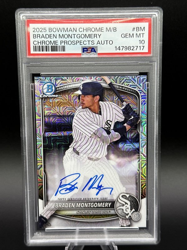 2025 Bowman Chrome - Mega Box Chrome Prospect Mojo Auto Braden Montgomery PSA 10