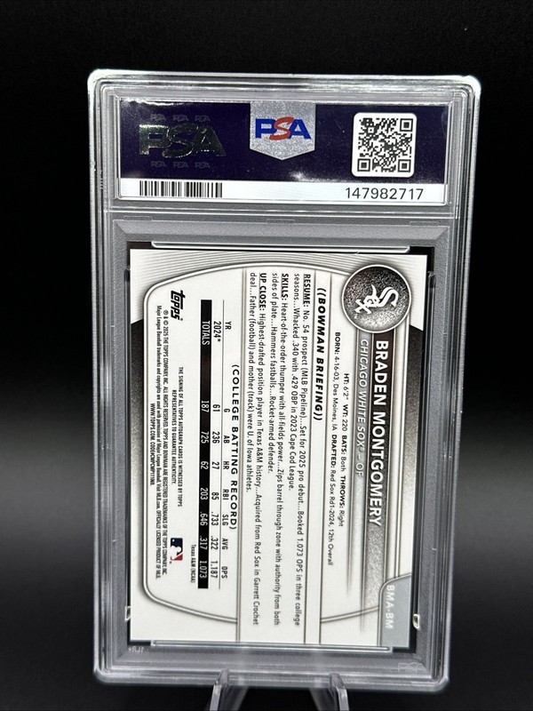 2025 Bowman Chrome - Mega Box Chrome Prospect Mojo Auto Braden Montgomery PSA 10 view 2