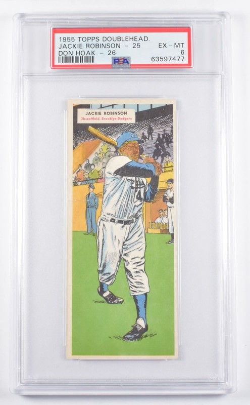 6 EX MT Jackie Robinson Hoak Brooklyn Dodgers 1955 Topps Doublehead PSA *5151
