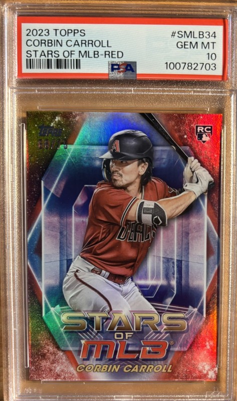 2023 Topps Series 2 Corbin Carroll /75 Red Rookie Stars of MLB D-backs Rc PSA 10