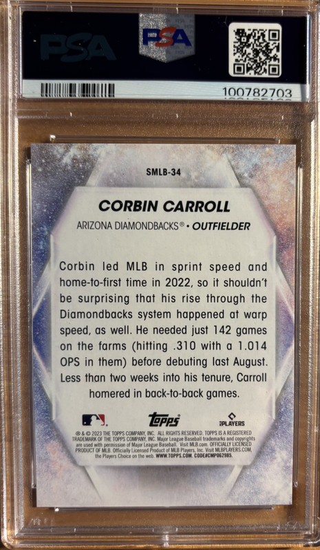 2023 Topps Series 2 Corbin Carroll /75 Red Rookie Stars of MLB D-backs Rc PSA 10 view 2
