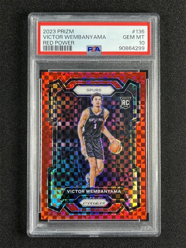 2023-24 Panini Prizm Victor Wembanyama #136 RC Red Power Prizm /75 PSA 10 GEM MT