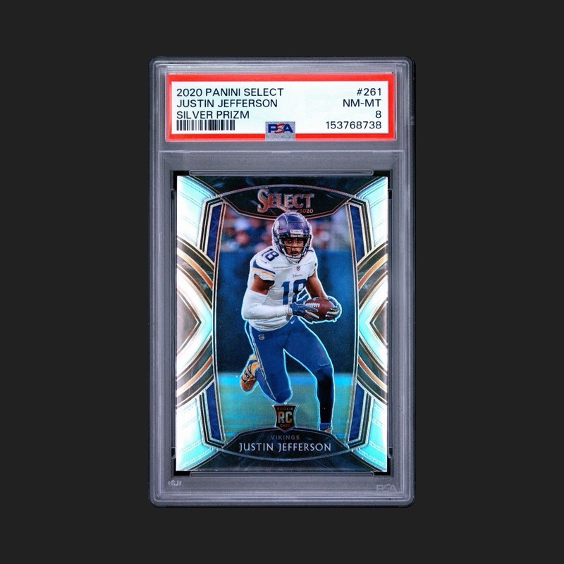2020 PANINI SELECT | SILVER PRIZM ROOKIE JUSTIN JEFFERSON PSA 8