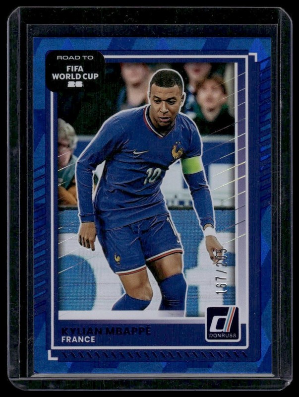 2025-26 Donruss Road to FIFA World Cup #145 Kylian Mbappe Blue Cubic /205