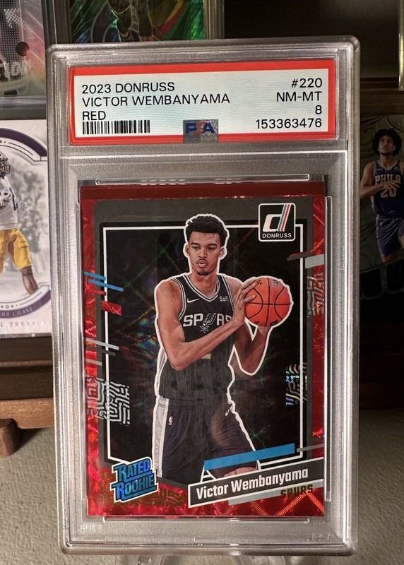 2023-24 Panini Donruss Victor Wembanyama Red RC Rated Rookie #220 Spurs PSA 8