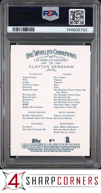 2010 TOPPS ALLEN & GINTER #275 CLAYTON KERSHAW DODGERS PSA 10 view 2