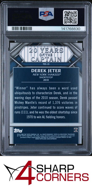 2020 TOPPS UPDATE 20 YEARS OF THE CAPTAIN #YOC10 DEREK JETER HOF POP 4 PSA 10 view 2