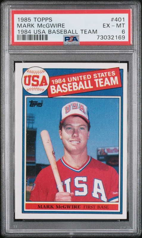 1985 Topps MARK McGWIRE #401 USA Olympic PSA 6 EX-MT RC Rookie Card 🌟