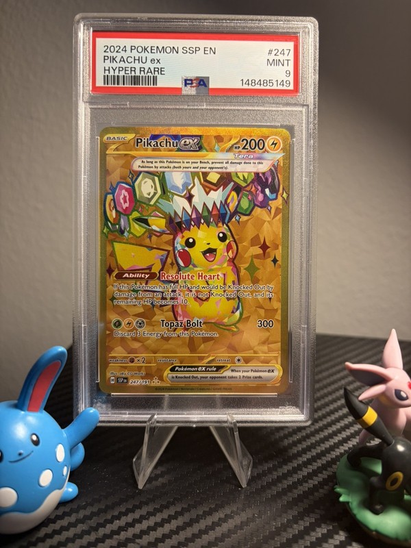 2024 POKEMON SSP EN-SURGING SPARKS HYPER RARE #247 PIKACHU EX PSA 9