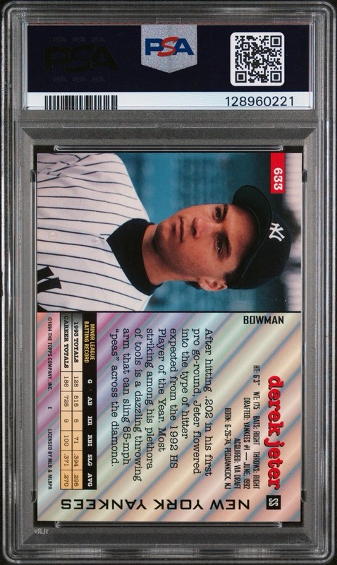 1994 Bowman Derek Jeter #633 Graded PSA 9 Mint view 2