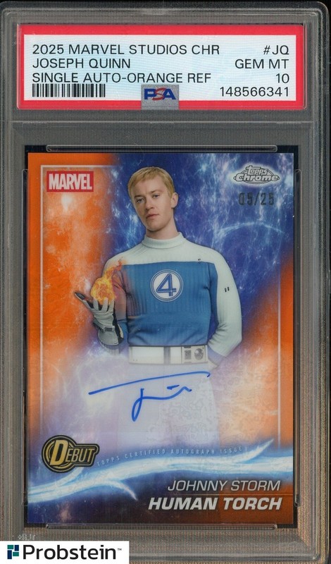 2025 Topps Marvel Studios Chrome Orange Refractor Joseph Quinn AUTO 5/25 PSA 10