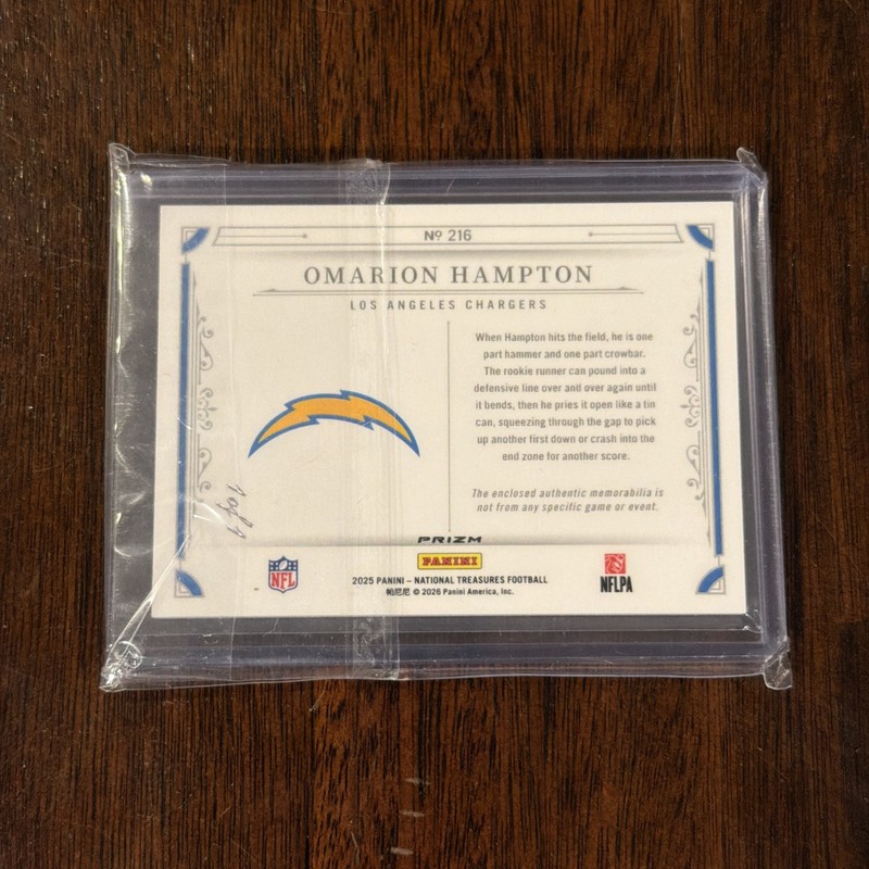 2025 Panini National Treasures Omarion Hampton Gold Vinyl NFL Shield 1/1 ⚡️⚡️⚡️ view 2