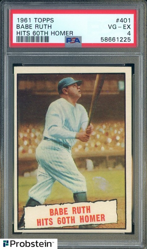 1961 Topps #401 Babe Ruth HOF Hits 60th Homer PSA 4 VG-EX