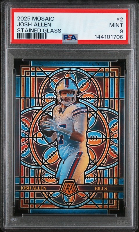 2025 Panini Mosaic JOSH ALLEN #2 Stained Glass SSP PSA 9 Mint Buffalo Bills