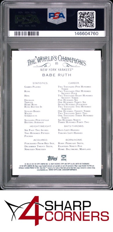 2023 TOPPS ALLEN & GINTER #85 BABE RUTH HOF PSA 10 view 2