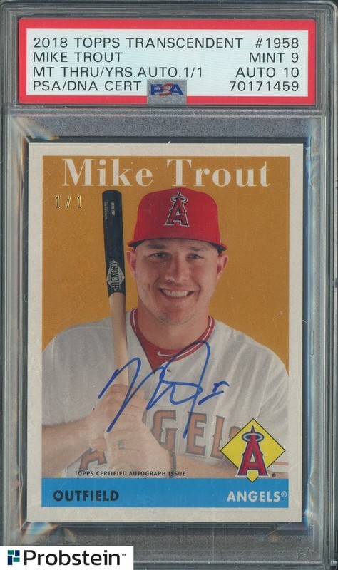 2018 Topps Transcendent TTY Mike Trout 1/1 PSA 9 PSA/DNA 10 AUTO