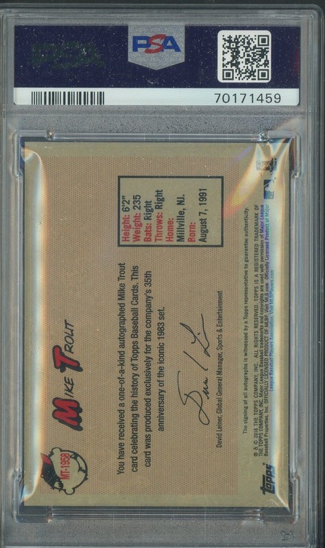 2018 Topps Transcendent TTY Mike Trout 1/1 PSA 9 PSA/DNA 10 AUTO view 2