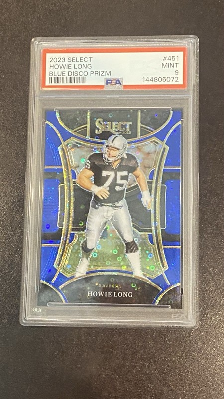 #’d /25 - PSA 9 - 2023 Select No Huddle Howie Long Blue Disco Raiders HOF Pop 1