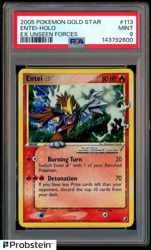 2005 Pokemon Gold Star EX Unseen Forces #113 Entei Holo PSA 9 MINT