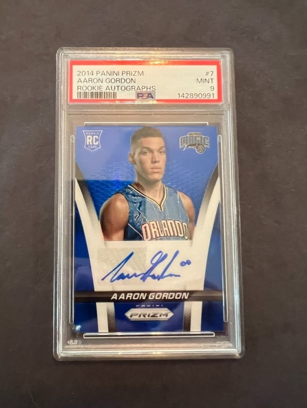2014-15 Prizm Aaron Gordon Rookie Auto /249 Blue Prizm PSA 9 - Nuggets Champ