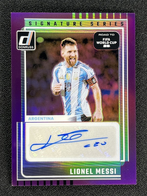 2025-26 Donruss FIFA World Cup Lionel Messi Purple Signature Series Auto /99