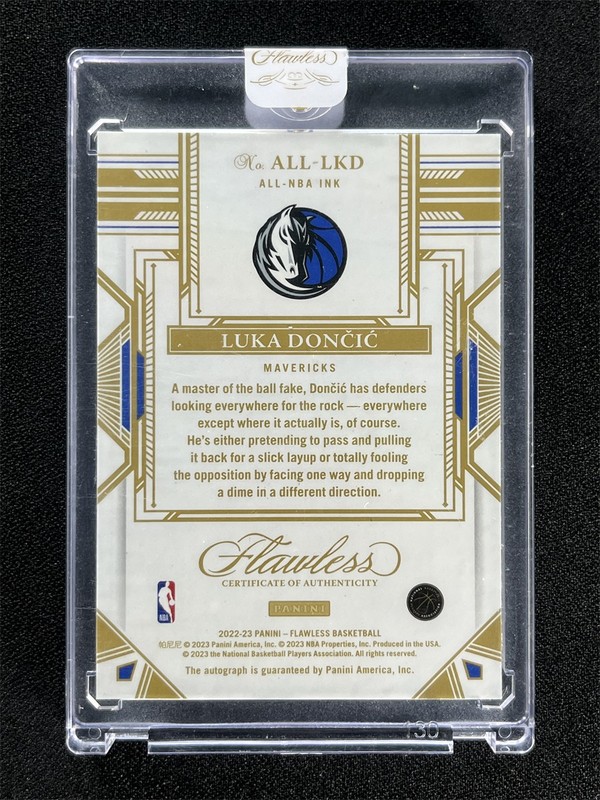 One Of One 1/1 ! 2022-23 Panini Flawless Luka Doncic All-NBA Ink Auto Platinum view 2