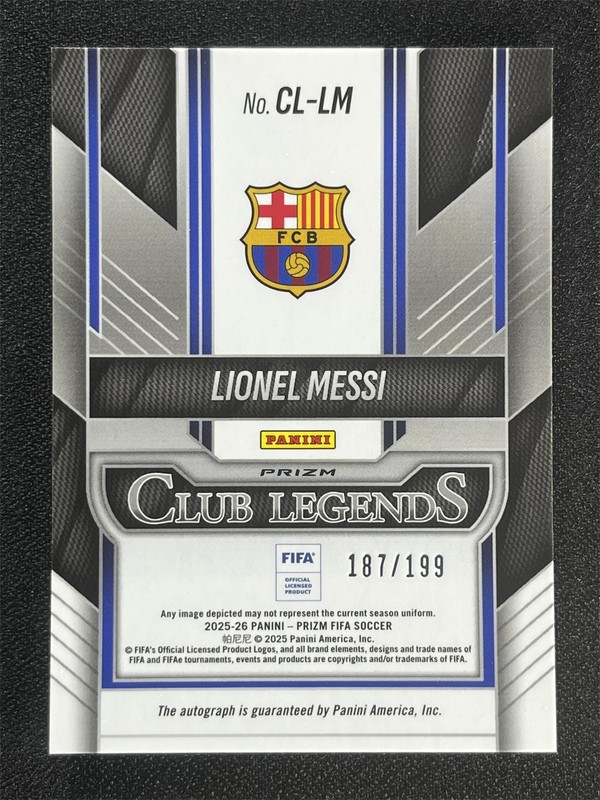 2025-26 Panini Prizm FIFA Lionel Messi #CL-LM Silver Club Legends Auto /199 view 2