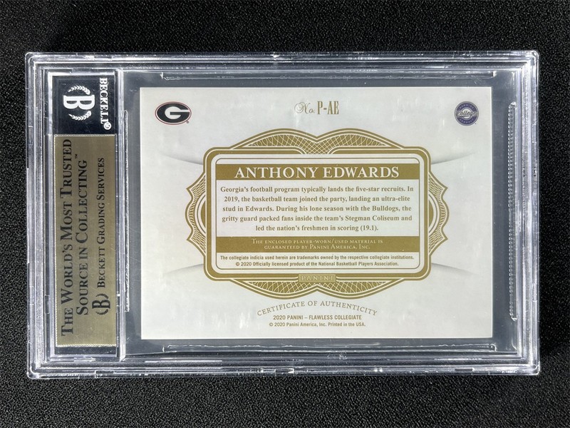 One Of One 1/1 2020-21 Panini Flawless Anthony Edwards RC Patch Platinum BGS 9.5 view 2