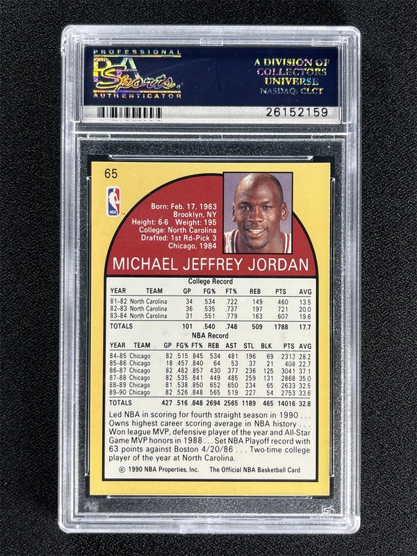 1990 NBA Hoops Basketball Michael Jordan #65 Bulls PSA 10 GEM MT view 2