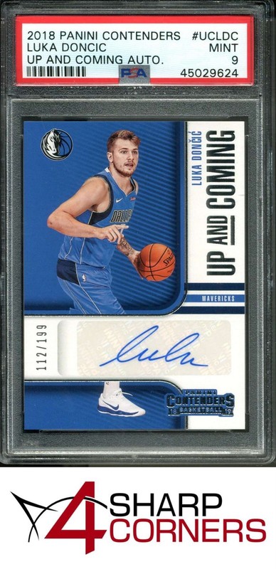 2018 PANINI CONTENDERS UP AND COMING AUTOGRAPH #UCLDC LUKA DONCIC RC #/199 PSA 9