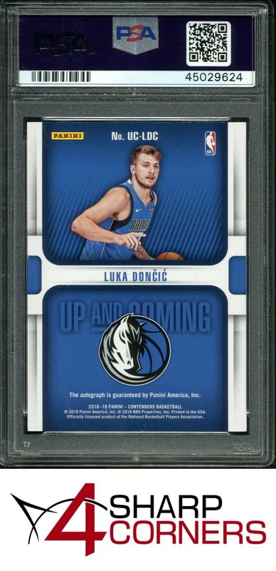2018 PANINI CONTENDERS UP AND COMING AUTOGRAPH #UCLDC LUKA DONCIC RC #/199 PSA 9 view 2