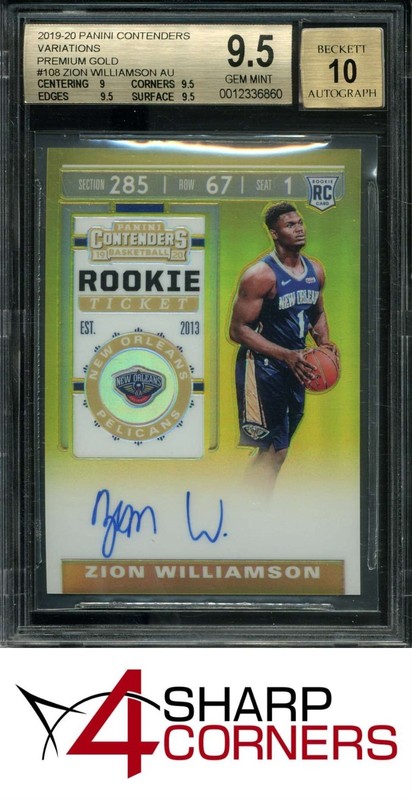 2019 CONTENDERS PREMIUM GOLD PRIZM #108 ZION WILLIAMSON RC #/10 BGS 9.5 AUTO 10