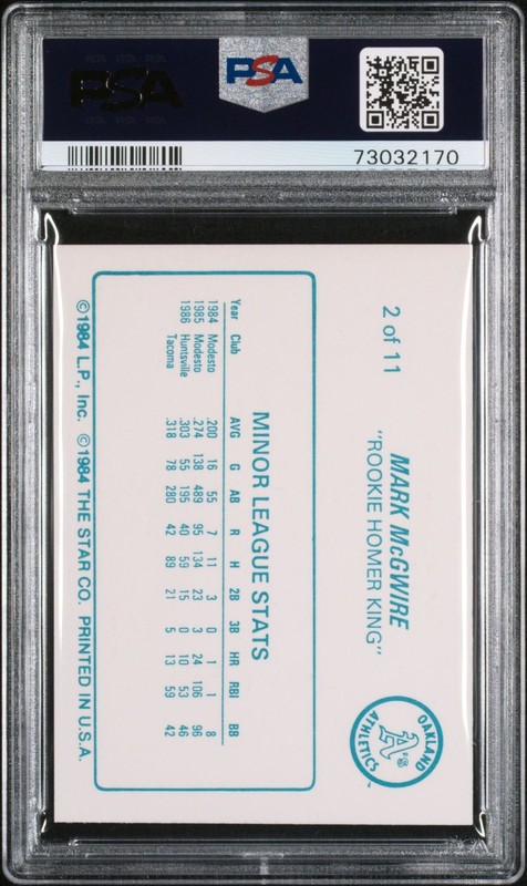 1988 Star MARK McGWIRE Aqua #2 Minor League Stats PSA 9 MINT ⭐ view 2