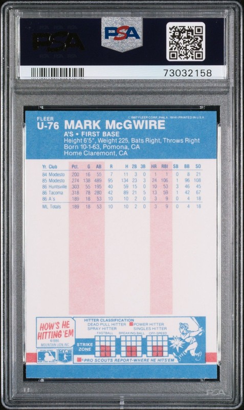 1987 Fleer Update MARK McGWIRE #U-76 PSA 7 NEAR MINT 🤩 view 2