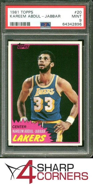 1981 TOPPS #20 KAREEM ABDUL-JABBAR LAKERS HOF PSA 9