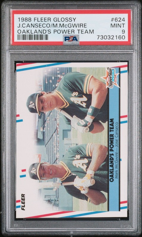1988 Fleer Glossy CANSECO McGWIRE #624 Power Team PSA 9 MINT 🌟