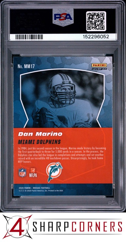 2020 PANINI MOSAIC MEN OF MASTERY PRIZM #MM17 DAN MARINO HOF POP 4 PSA 10 view 2