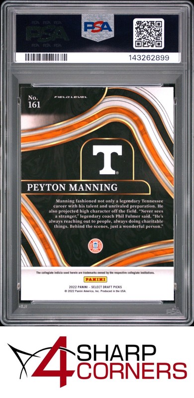 2022 PANINI SELECT DRAFT PICKS BLUE #161 PEYTON MANNING HOF POP 5 PSA 10 view 2