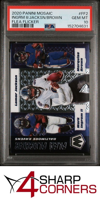 2020 PANINI MOSAIC FLEA FLICKER #FF2 LAMAR JACKSON RAVENS PSA 10 view 1