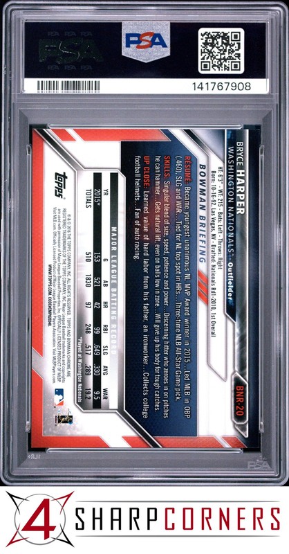 2016 BOWMAN CHROME NATIONAL REFRACTORS #BNR20 BRYCE HARPER PSA 10 view 2
