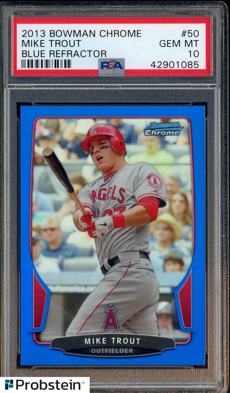 2013 Bowman Chrome Blue Refractor #50 Mike Trout Angels 137/250 PSA 10 GEM MINT