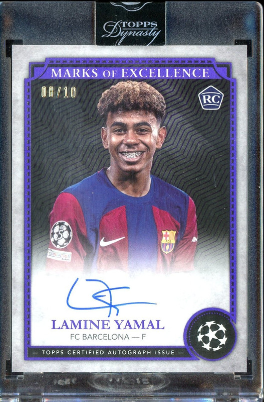 2024-25 Topps Dynasty Soccer Marks Of Excellence Purple Lamine Yamal RC AUTO /10