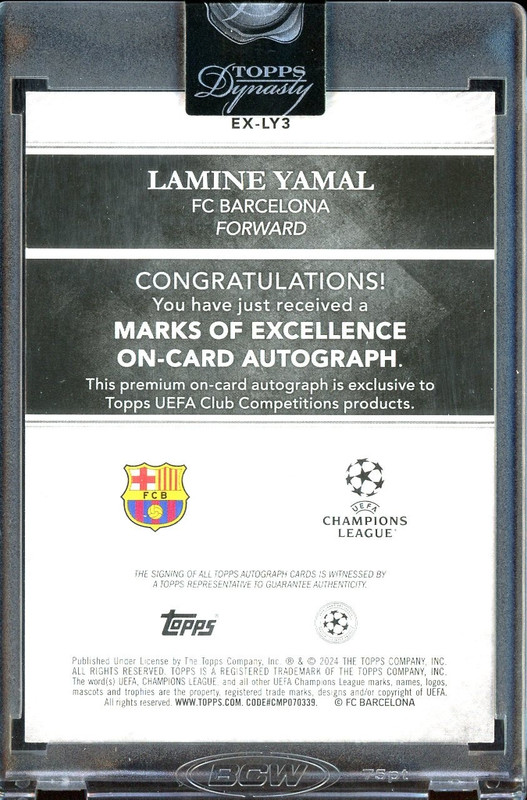 2024-25 Topps Dynasty Soccer Marks Of Excellence Purple Lamine Yamal RC AUTO /10 view 2