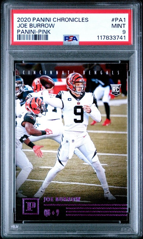 2020 Panini Chronicles JOE BURROW #PA1 PINK PSA 9 MINT RC 🔥