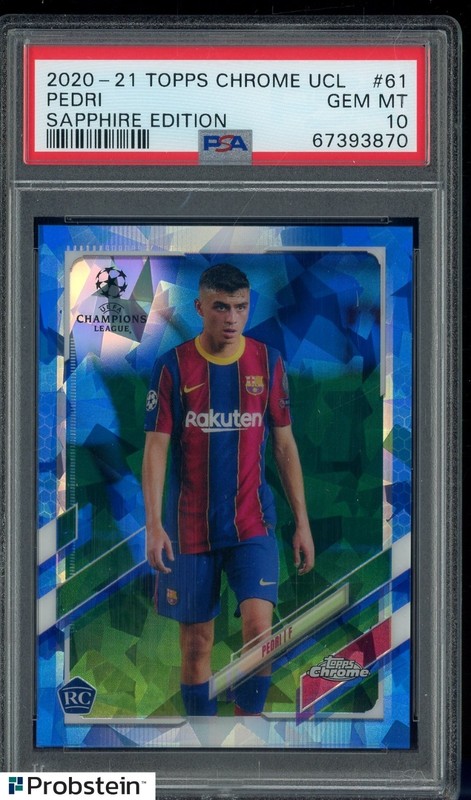 2020-21 Topps Chrome UCL Soccer Sapphire Edition #61 Pedri RC Rookie PSA 10