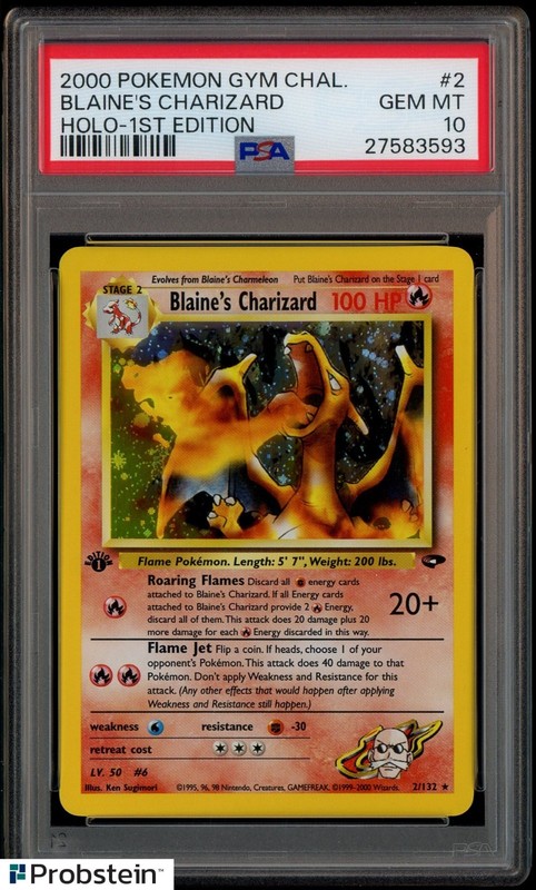2000 Pokemon Gym Challenge #2 Blaine's Charizard 1st Edition PSA 10 GEM MINT